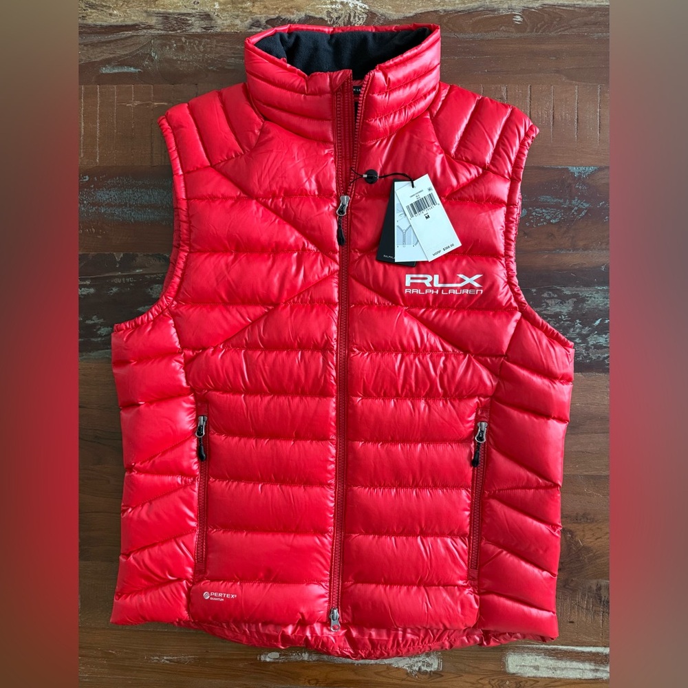 RLX Ralph Lauren Men's Red  M  Quilted Puffer Down Full Zip Vest $368   NWTS!